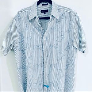Casual Short Sleeve Button Down Michael Brandon Shirt Size Lg